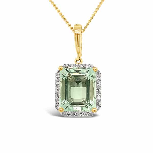 Green Amethyst & Diamond Pendant (Mint Quartz)