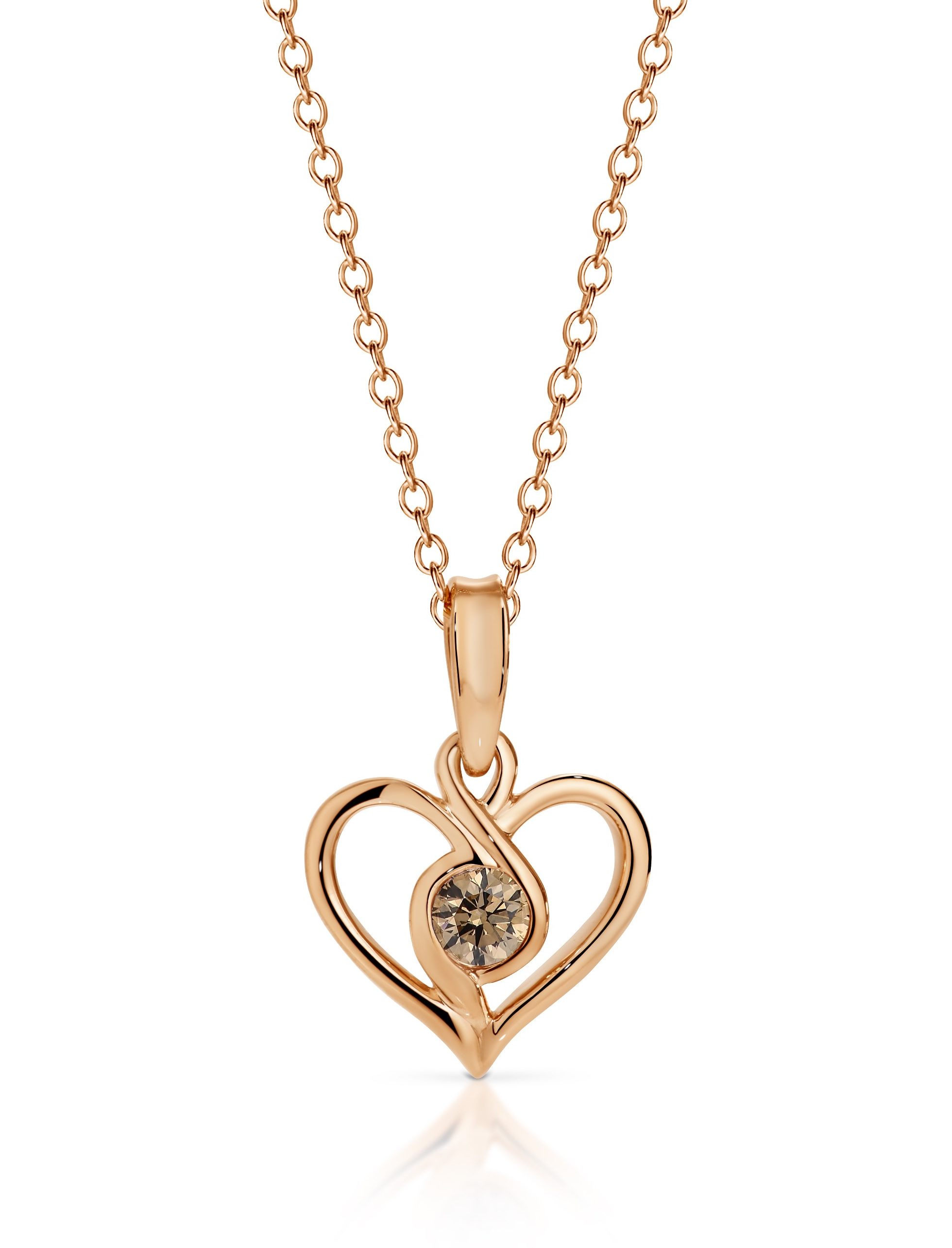 9ct Rose Gold Chocolate Diamond Infinity Heart Pendant. 0.10ct Brilliant Australian Chocolate Diamond E1591769579564 