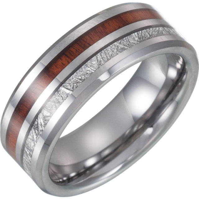 Tungsten Wood Inlay Wedding Rings Meteorite Argyle