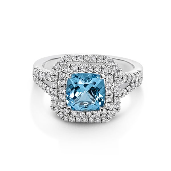Aquamarine & Diamond Ring
