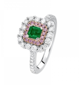 unique custom engagement ring emerald and pink dia