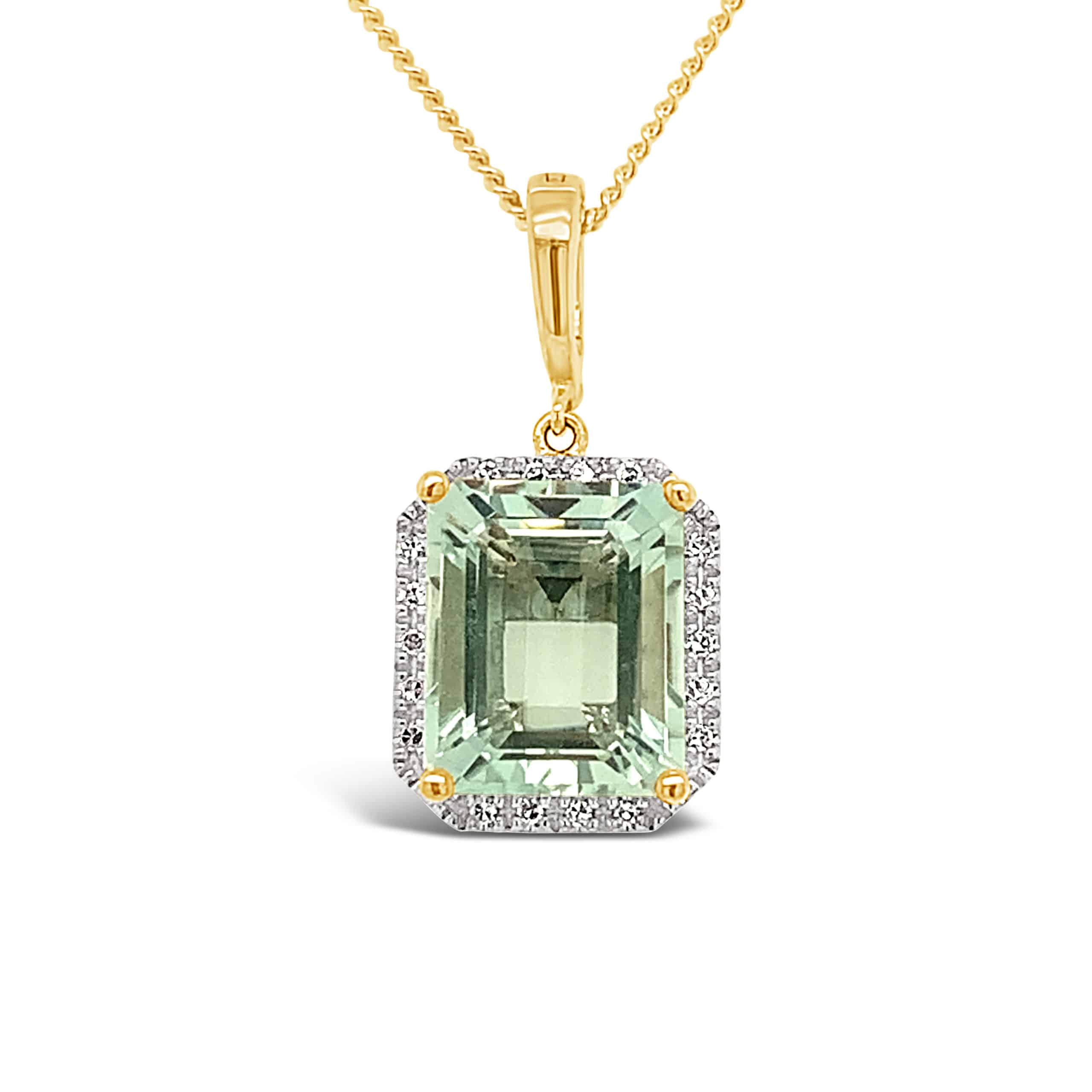 9ct Green Amethyst & Diamond Pendant 9ct Green Amethyst & Diamond Pendant