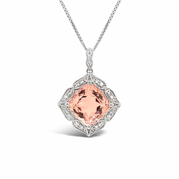 Morganite & Diamond Pendant