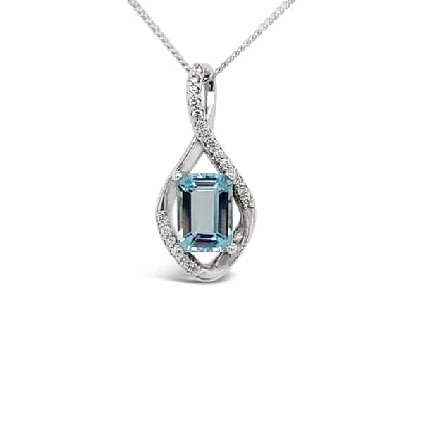 Aquamarine & Diamond Pendant
