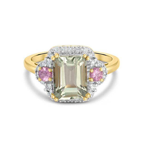 Green Amethyst & Sapphire Ring