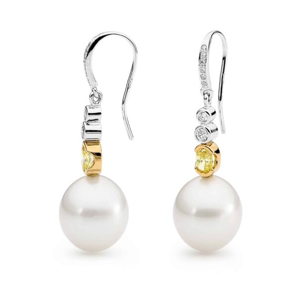 Yellow Diamond & Pearl Earrings