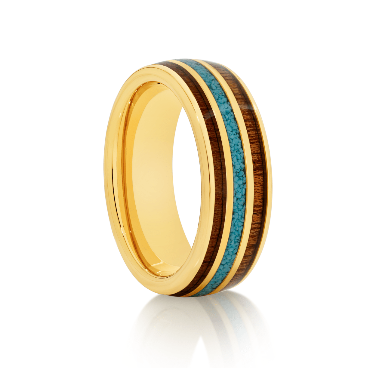 Turquoise and gold wedding band discount