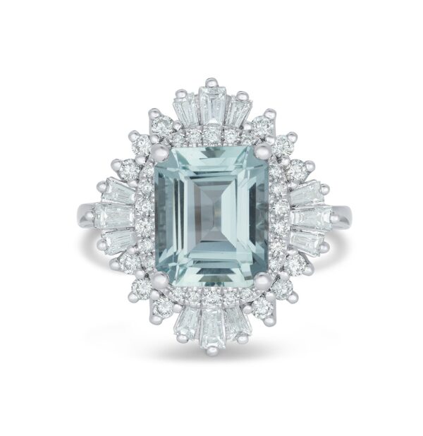 Aquamarine & Diamond Ring