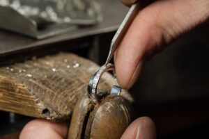 Durable engagement rings crafted by jeweller hands